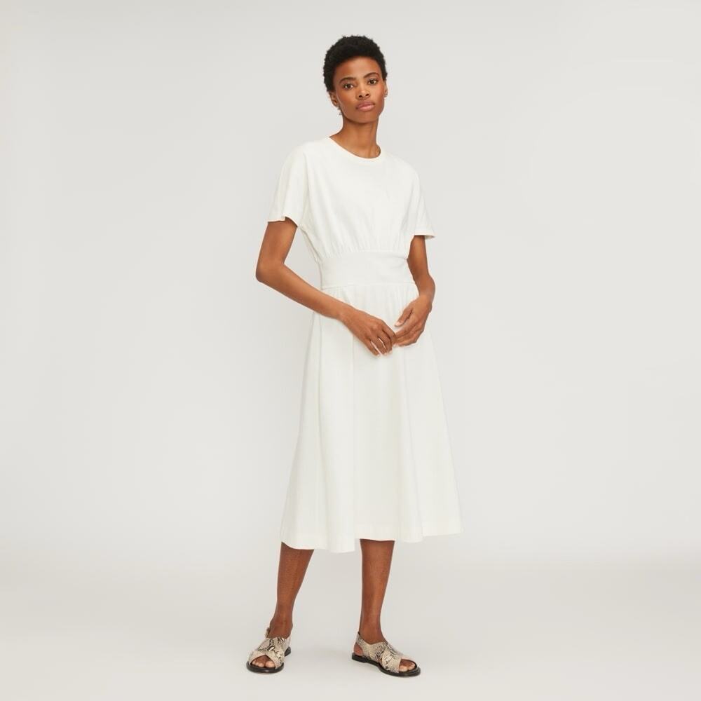 Everlane The Organic Cotton Waisted Dress Women's XS Canvas Cream Minimalist
